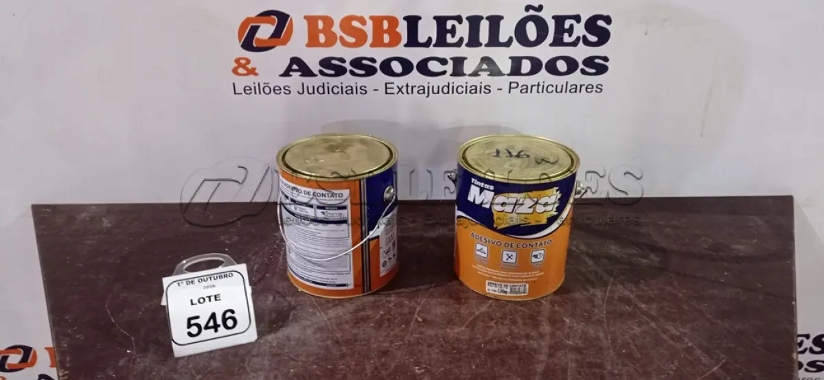 LOTE 546 - 02 LATAS DE ADESIVO DE CONTATO DE 2,80KG CADA MARCA MAZA. (NO ESTADO) ATENÇÃO! FAZER A VISITAÇÃO ANTES DE ARREMATAR, NÃO SABEMOS SE FUNCIONA, LEILÃO NÃO TEM GARANTIA E NEM DEVOLUÇÃO, SUJEITO A POSSÍVEIS AVARIAS VISÍVEIS/OCULTAS E/OU AUSÊNCIA DE COMPONENTES.