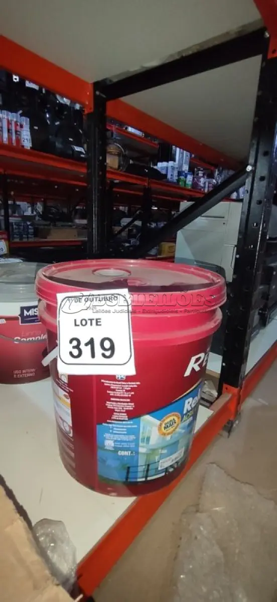 LOTE 319 - 01 BALDE DE TINTA ACRÍLICA SUPER PREMIUM NA COR BASE INTENSA SEMIBRILHO DE 16L MARCA RENNER. (NO ESTADO) ATENÇÃO! FAZER A VISITAÇÃO ANTES DE ARREMATAR, NÃO SABEMOS SE FUNCIONA, LEILÃO NÃO TEM GARANTIA E NEM DEVOLUÇÃO, SUJEITO A POSSÍVEIS AVARIAS VISÍVEIS/OCULTAS E/OU AUSÊNCIA DE COMPONENTES.