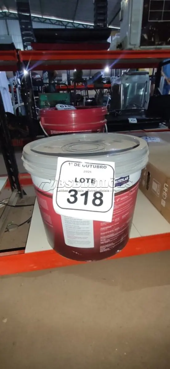 LOTE 318 - 01 BALDE DE TINTA PVA NA COR AREIA DE 16L MARCA MISTERLAR. (NO ESTADO) ATENÇÃO! FAZER A VISITAÇÃO ANTES DE ARREMATAR, NÃO SABEMOS SE FUNCIONA, LEILÃO NÃO TEM GARANTIA E NEM DEVOLUÇÃO, SUJEITO A POSSÍVEIS AVARIAS VISÍVEIS/OCULTAS E/OU AUSÊNCIA DE COMPONENTES.