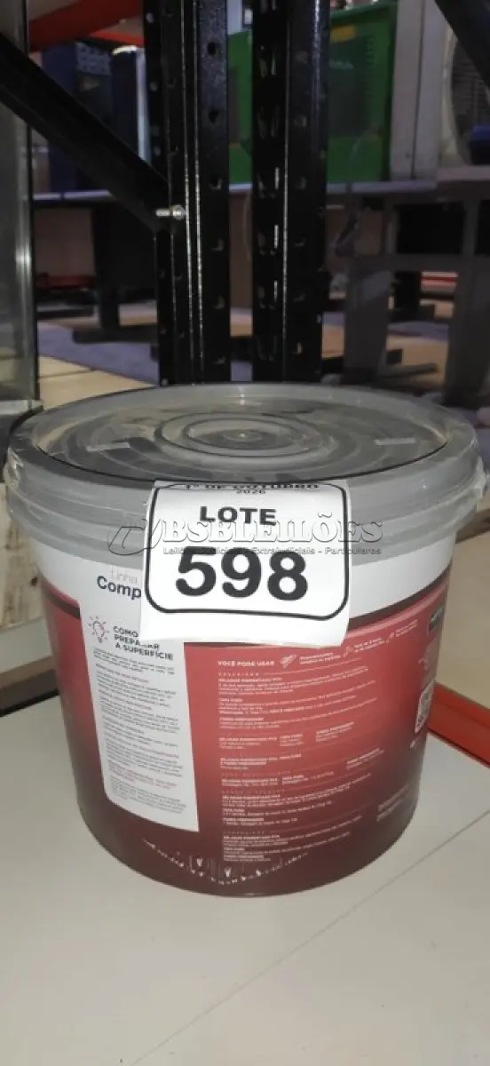 LOTE 598 - 01 BALDE DE TINTA PVA NA COR BRANCA DE 16L MARCA MISTERLAR. (NO ESTADO) ATENÇÃO! FAZER A VISITAÇÃO ANTES DE ARREMATAR, NÃO SABEMOS SE FUNCIONA, LEILÃO NÃO TEM GARANTIA E NEM DEVOLUÇÃO, SUJEITO A POSSÍVEIS AVARIAS VISÍVEIS/OCULTAS E/OU AUSÊNCIA DE COMPONENTES.