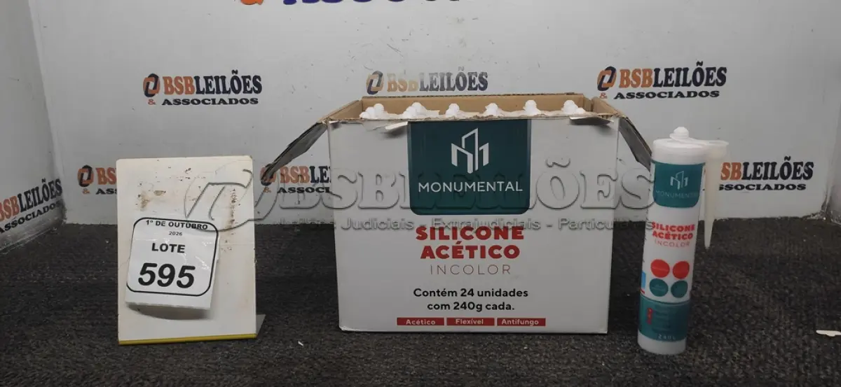LOTE 595 - 12 UNIDADES DE SILICONE ACÉTICO INCOLOR DE 240G CADA MARCA MONUMENTAL. (NO ESTADO) ATENÇÃO! FAZER A VISITAÇÃO ANTES DE ARREMATAR, NÃO SABEMOS SE FUNCIONA, LEILÃO NÃO TEM GARANTIA E NEM DEVOLUÇÃO, SUJEITO A POSSÍVEIS AVARIAS VISÍVEIS/OCULTAS E/OU AUSÊNCIA DE COMPONENTES.