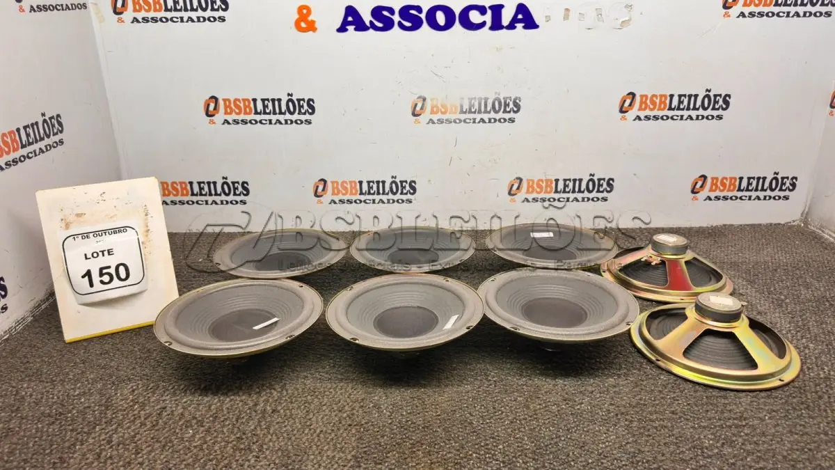 LOTE 150 - 08 AUTOS FALANTES. (NO ESTADO) ATENÇÃO! FAZER A VISITAÇÃO ANTES DE ARREMATAR, NÃO SABEMOS SE FUNCIONA, LEILÃO NÃO TEM GARANTIA E NEM DEVOLUÇÃO, SUJEITO A POSSÍVEIS AVARIAS VISÍVEIS/OCULTAS E/OU AUSÊNCIA DE COMPONENTES.