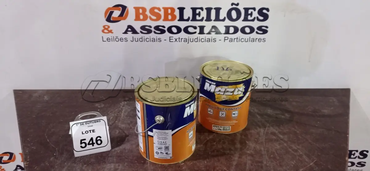 LOTE 546 - 02 LATAS DE ADESIVO DE CONTATO DE 2,80KG CADA MARCA MAZA. (NO ESTADO) ATENÇÃO! FAZER A VISITAÇÃO ANTES DE ARREMATAR, NÃO SABEMOS SE FUNCIONA, LEILÃO NÃO TEM GARANTIA E NEM DEVOLUÇÃO, SUJEITO A POSSÍVEIS AVARIAS VISÍVEIS/OCULTAS E/OU AUSÊNCIA DE COMPONENTES.