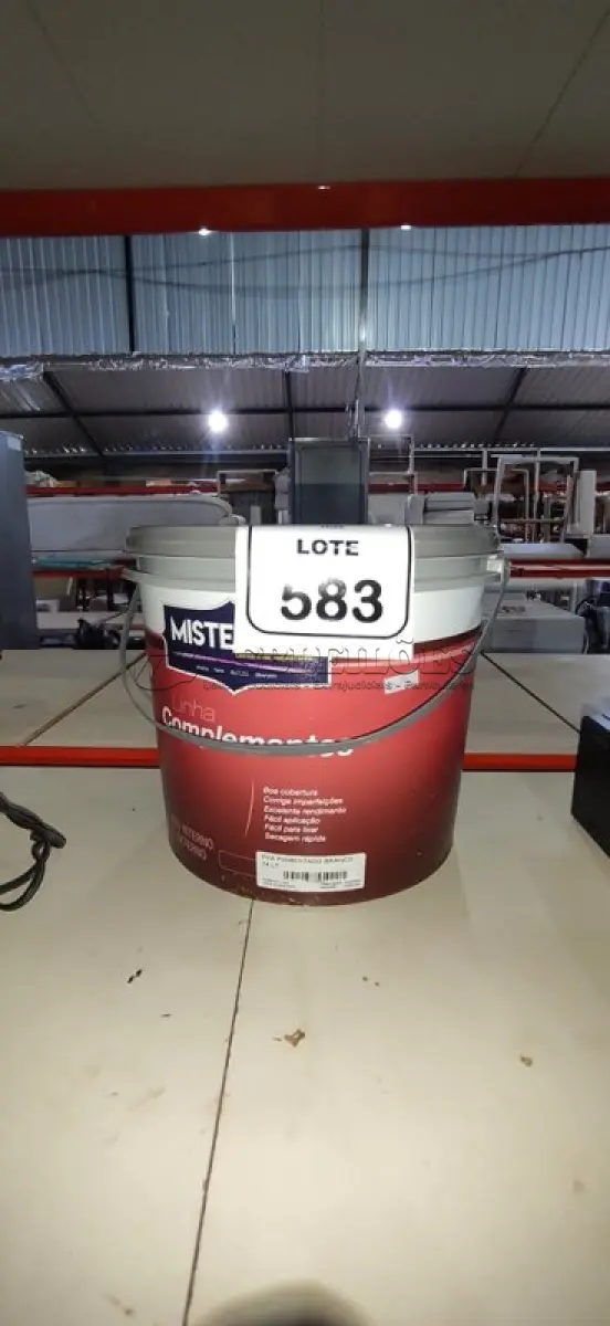 LOTE 583 - 01 BALDE DE TINTA PVA NA COR BRANCA DE 14L MARCA MISTERLAR. (NO ESTADO) ATENÇÃO! FAZER A VISITAÇÃO ANTES DE ARREMATAR, NÃO SABEMOS SE FUNCIONA, LEILÃO NÃO TEM GARANTIA E NEM DEVOLUÇÃO, SUJEITO A POSSÍVEIS AVARIAS VISÍVEIS/OCULTAS E/OU AUSÊNCIA DE COMPONENTES.