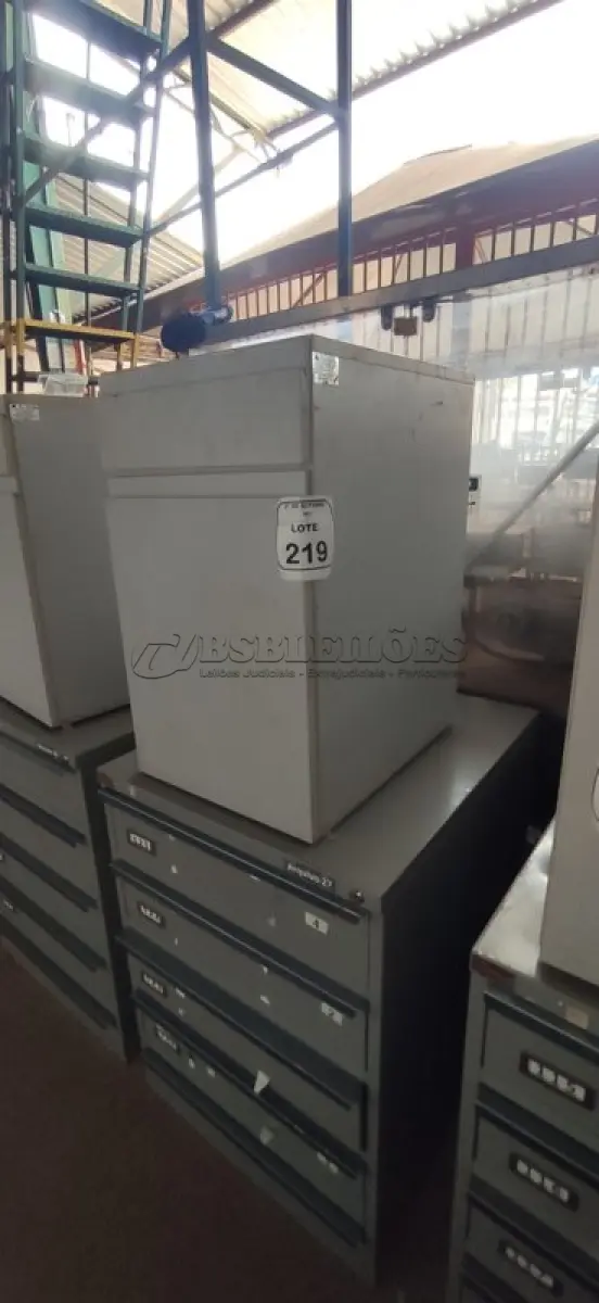 LOTE 219 - 01 ARQUIVO BAIXO DE AÇO COM 05 GAVETAS E 01 ARMÁRIO BAIXO COM 01 GAVETA E SUPORTE PARA CPU. (NO ESTADO) ATENÇÃO! FAZER A VISITAÇÃO ANTES DE ARREMATAR, NÃO SABEMOS SE FUNCIONA, LEILÃO NÃO TEM GARANTIA E NEM DEVOLUÇÃO, SUJEITO A POSSÍVEIS AVARIAS VISÍVEIS/OCULTAS E/OU AUSÊNCIA DE COMPONENTES.