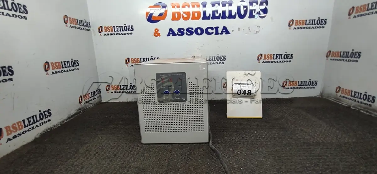 LOTE 048 - 01 NOBREAK 2.0KVA MARCA CORPORATE RT. (NO ESTADO) ATENÇÃO! FAZER A VISITAÇÃO ANTES DE ARREMATAR, NÃO SABEMOS SE FUNCIONA, LEILÃO NÃO TEM GARANTIA E NEM DEVOLUÇÃO, SUJEITO A POSSÍVEIS AVARIAS VISÍVEIS/OCULTAS E/OU AUSÊNCIA DE COMPONENTES.