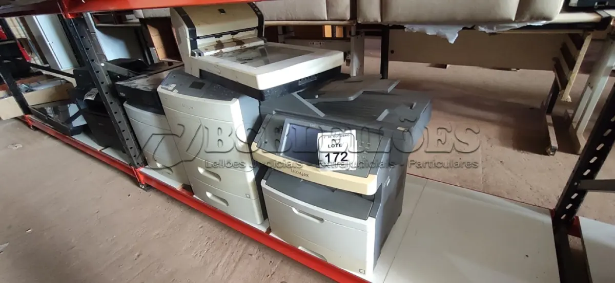 LOTE 172 - 03 IMPRESSORAS MODELOS DIVERSOS MARCA LEXMARK E 02 SCANNERS. (NO ESTADO) ATENÇÃO! FAZER A VISITAÇÃO ANTES DE ARREMATAR, NÃO SABEMOS SE FUNCIONA, LEILÃO NÃO TEM GARANTIA E NEM DEVOLUÇÃO, SUJEITO A POSSÍVEIS AVARIAS VISÍVEIS/OCULTAS E/OU AUSÊNCIA DE COMPONENTES.