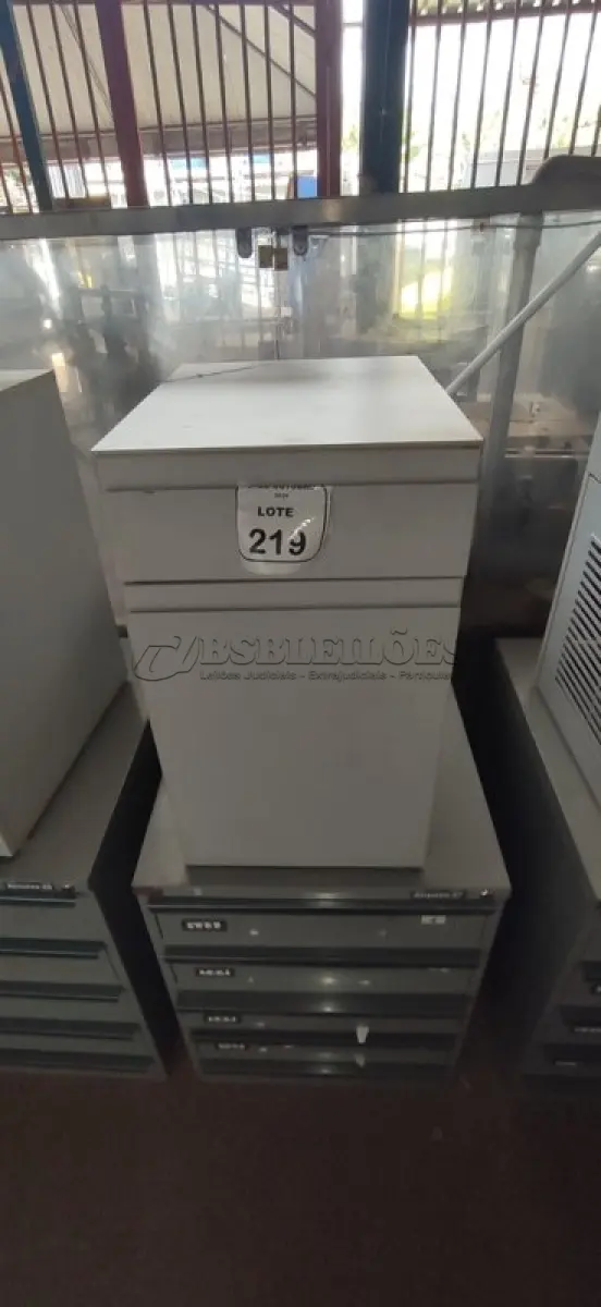 LOTE 219 - 01 ARQUIVO BAIXO DE AÇO COM 05 GAVETAS E 01 ARMÁRIO BAIXO COM 01 GAVETA E SUPORTE PARA CPU. (NO ESTADO) ATENÇÃO! FAZER A VISITAÇÃO ANTES DE ARREMATAR, NÃO SABEMOS SE FUNCIONA, LEILÃO NÃO TEM GARANTIA E NEM DEVOLUÇÃO, SUJEITO A POSSÍVEIS AVARIAS VISÍVEIS/OCULTAS E/OU AUSÊNCIA DE COMPONENTES.