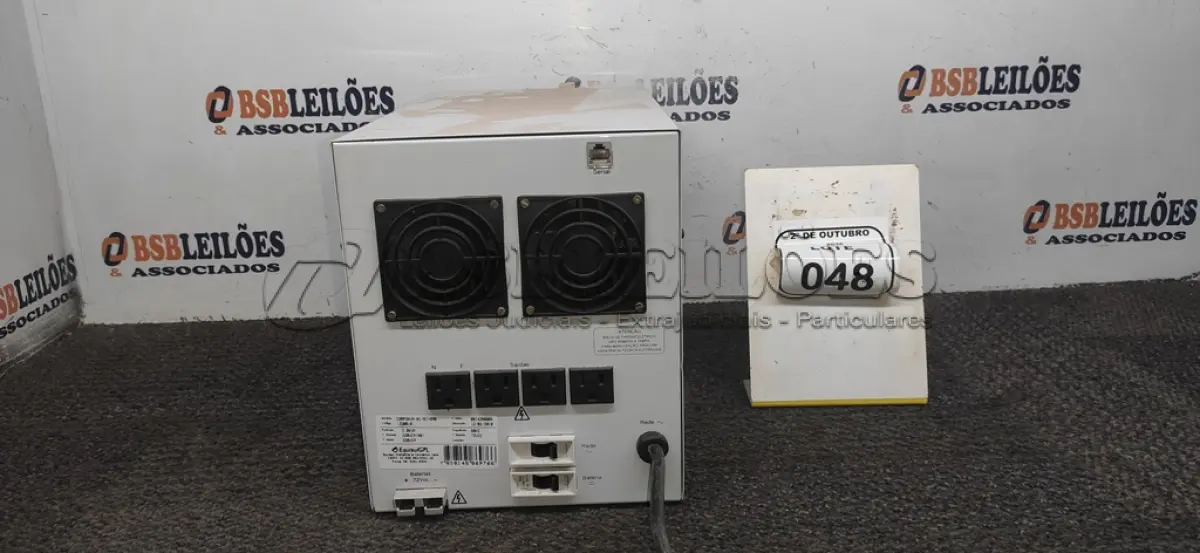 LOTE 048 - 01 NOBREAK 2.0KVA MARCA CORPORATE RT. (NO ESTADO) ATENÇÃO! FAZER A VISITAÇÃO ANTES DE ARREMATAR, NÃO SABEMOS SE FUNCIONA, LEILÃO NÃO TEM GARANTIA E NEM DEVOLUÇÃO, SUJEITO A POSSÍVEIS AVARIAS VISÍVEIS/OCULTAS E/OU AUSÊNCIA DE COMPONENTES.