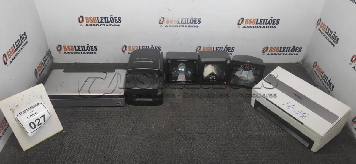 LOTE 027 - 01 IMPRESSORA TÉRMICA, 02 SCANNERS E 03 LEITORES DE CÓDIGO DE BARRAS. (NO ESTADO) ATENÇÃO! FAZER A VISITAÇÃO ANTES DE ARREMATAR, NÃO SABEMOS SE FUNCIONA, LEILÃO NÃO TEM GARANTIA E NEM DEVOLUÇÃO, SUJEITO A POSSÍVEIS AVARIAS VISÍVEIS/OCULTAS E/OU AUSÊNCIA DE COMPONENTES.