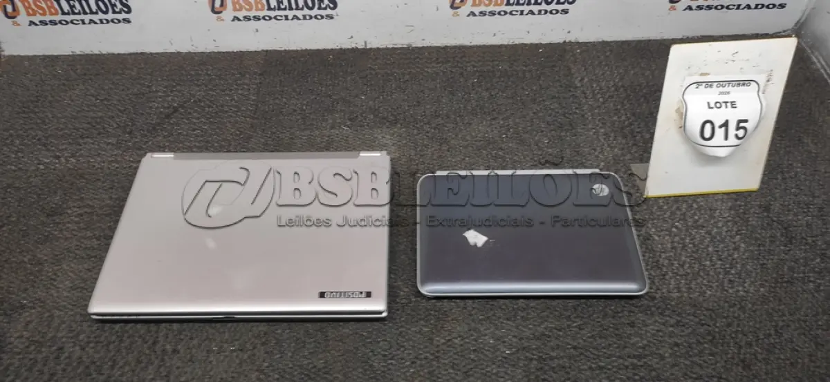 LOTE 015 - 01 NOTEBOOK MARCA POSITIVO E 01 NETBOOK MARCA HP SEM CARREGADOR. (NO ESTADO) ATENÇÃO! FAZER A VISITAÇÃO ANTES DE ARREMATAR, NÃO SABEMOS SE FUNCIONA, LEILÃO NÃO TEM GARANTIA E NEM DEVOLUÇÃO, SUJEITO A POSSÍVEIS AVARIAS VISÍVEIS/OCULTAS E/OU AUSÊNCIA DE COMPONENTES.