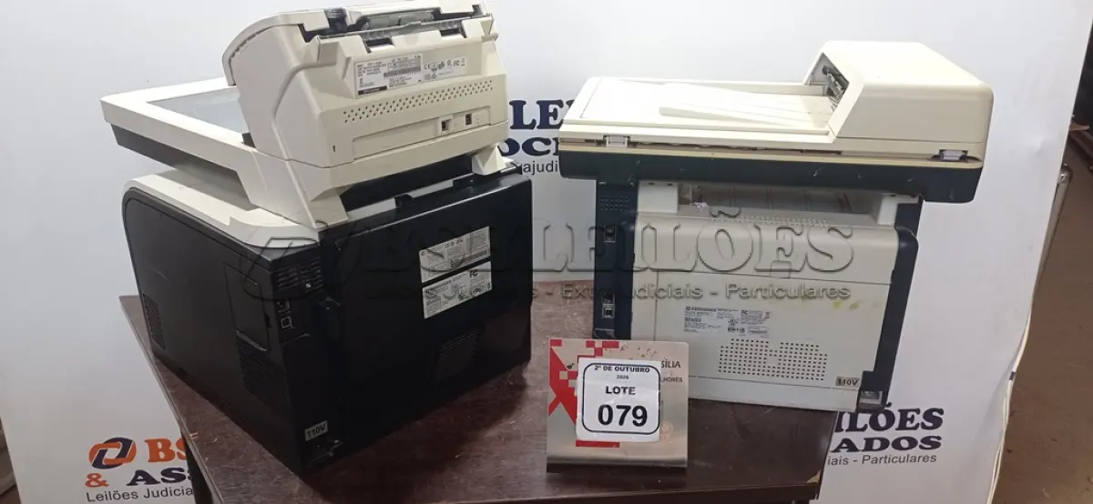 LOTE 079 - 01 SCANNER MARCA FUJITSU E 02 IMPRESSORAS MARCA HP. (NO ESTADO) ATENÇÃO! FAZER A VISITAÇÃO ANTES DE ARREMATAR, NÃO SABEMOS SE FUNCIONA, LEILÃO NÃO TEM GARANTIA E NEM DEVOLUÇÃO, SUJEITO A POSSÍVEIS AVARIAS VISÍVEIS/OCULTAS E/OU AUSÊNCIA DE COMPONENTES.
