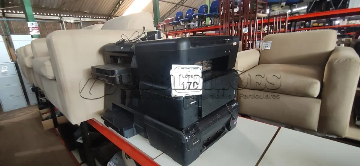 LOTE 170 - 05 IMPRESSORAS DE MODELOS DIVERSOS MARCA HP. (NO ESTADO) ATENÇÃO! FAZER A VISITAÇÃO ANTES DE ARREMATAR, NÃO SABEMOS SE FUNCIONA, LEILÃO NÃO TEM GARANTIA E NEM DEVOLUÇÃO, SUJEITO A POSSÍVEIS AVARIAS VISÍVEIS/OCULTAS E/OU AUSÊNCIA DE COMPONENTES.