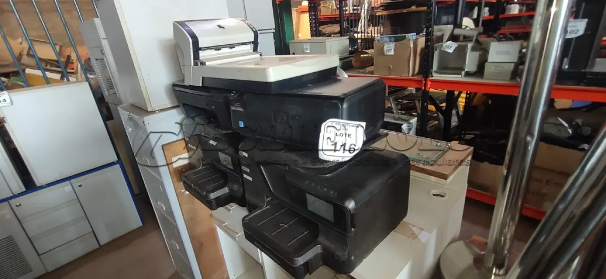 LOTE 116 - 01 SCANNER MARCA FUJITSU E 04 IMPRESSORAS DE MODELOS DIVERSOS MARCA HP. (NO ESTADO) ATENÇÃO! FAZER A VISITAÇÃO ANTES DE ARREMATAR, NÃO SABEMOS SE FUNCIONA, LEILÃO NÃO TEM GARANTIA E NEM DEVOLUÇÃO, SUJEITO A POSSÍVEIS AVARIAS VISÍVEIS/OCULTAS E/OU AUSÊNCIA DE COMPONENTES.