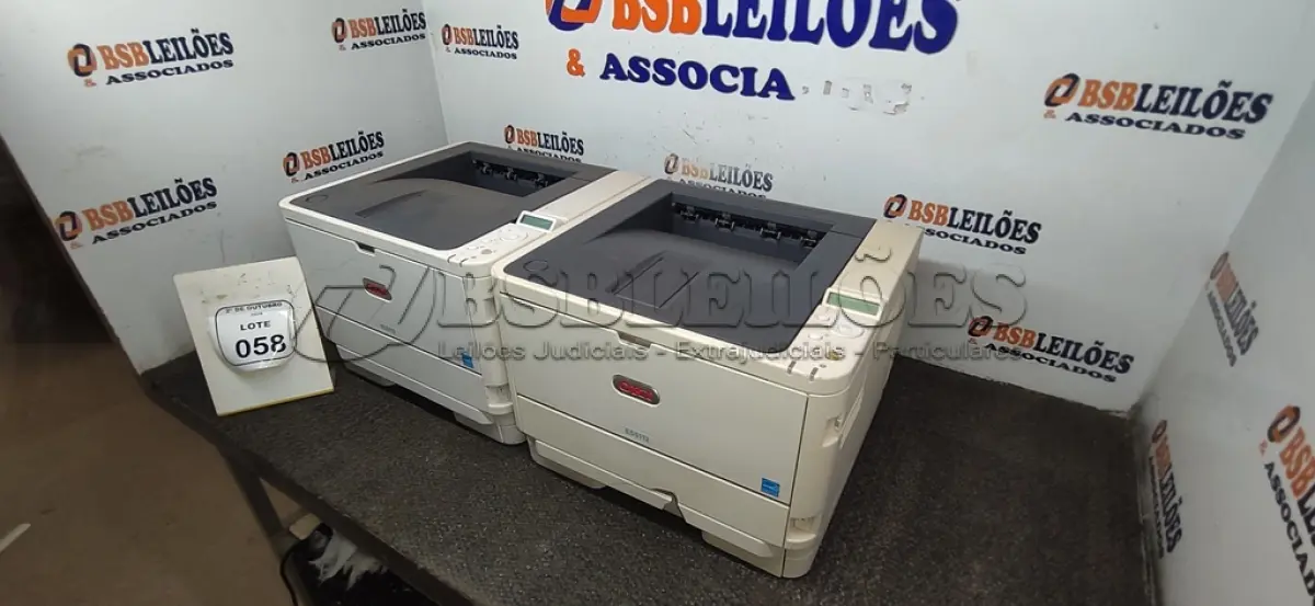 LOTE 058 - 02 IMPRESSORAS MODELO ES5112 MARCA OKI. (NO ESTADO) ATENÇÃO! FAZER A VISITAÇÃO ANTES DE ARREMATAR, NÃO SABEMOS SE FUNCIONA, LEILÃO NÃO TEM GARANTIA E NEM DEVOLUÇÃO, SUJEITO A POSSÍVEIS AVARIAS VISÍVEIS/OCULTAS E/OU AUSÊNCIA DE COMPONENTES.