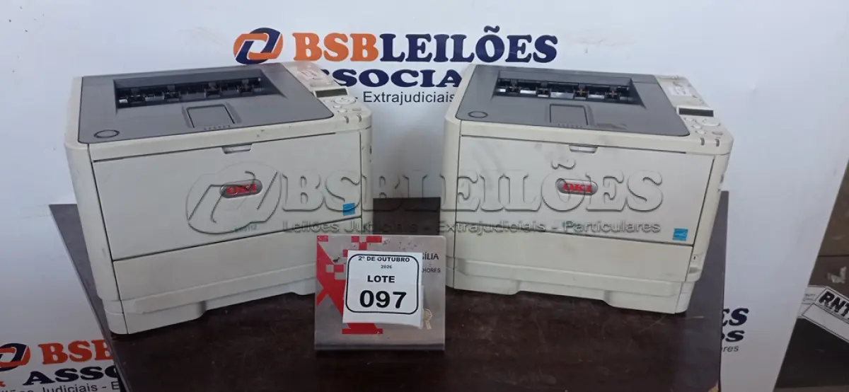 LOTE 097 - 02 IMPRESSORAS MODELO ES5112 MARCA OKI. (NO ESTADO) ATENÇÃO! FAZER A VISITAÇÃO ANTES DE ARREMATAR, NÃO SABEMOS SE FUNCIONA, LEILÃO NÃO TEM GARANTIA E NEM DEVOLUÇÃO, SUJEITO A POSSÍVEIS AVARIAS VISÍVEIS/OCULTAS E/OU AUSÊNCIA DE COMPONENTES.