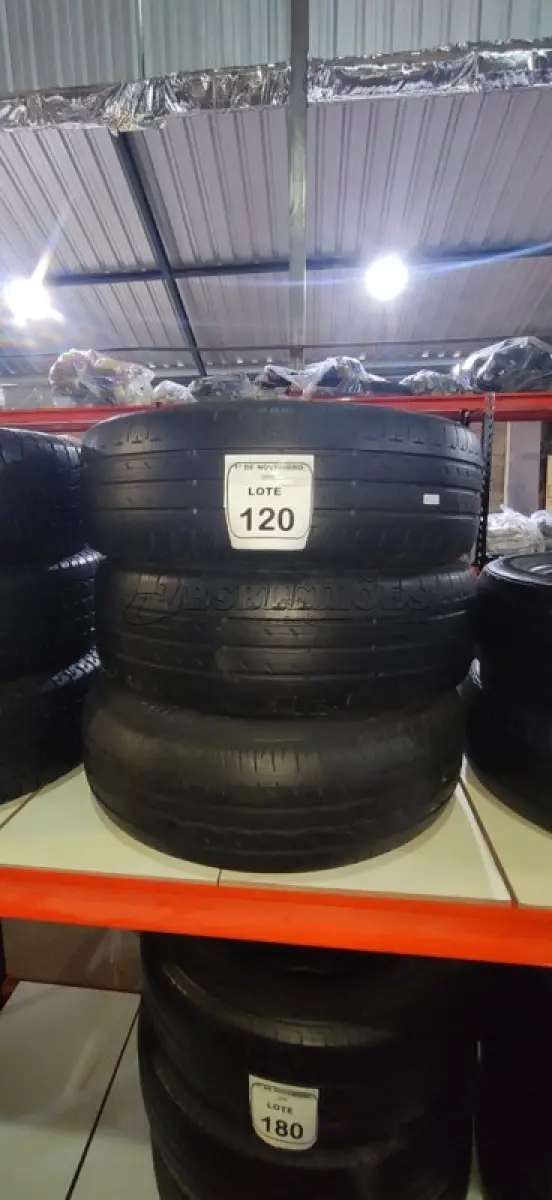 LOTE 120 - 03 PNEUS TAMANHO 195/65 R15. (NO ESTADO) ATENÇÃO! FAZER A VISITAÇÃO ANTES DE ARREMATAR, NÃO SABEMOS SE FUNCIONA, LEILÃO NÃO TEM GARANTIA E NEM DEVOLUÇÃO, SUJEITO A POSSÍVEIS AVARIAS VISÍVEIS/OCULTAS E/OU AUSÊNCIA DE COMPONENTES.