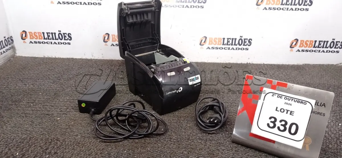 LOTE 330 - 01 IMPRESSORA TÉRMICA MARCA BEMATECH COM FONTE. (NO ESTADO) ATENÇÃO! FAZER A VISITAÇÃO ANTES DE ARREMATAR, NÃO SABEMOS SE FUNCIONA, LEILÃO NÃO TEM GARANTIA E NEM DEVOLUÇÃO, SUJEITO A POSSÍVEIS AVARIAS VISÍVEIS/OCULTAS E/OU AUSÊNCIA DE COMPONENTES.