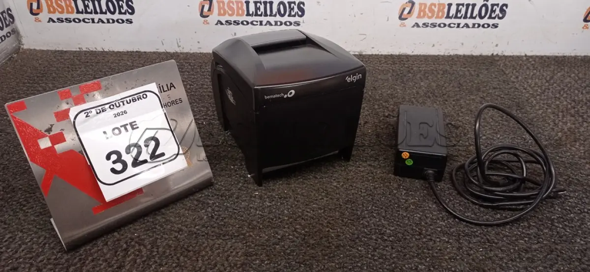 LOTE 322 - 01 IMPRESSORA TÉRMICA MARCA BEMATECH COM FONTE. (NO ESTADO) ATENÇÃO! FAZER A VISITAÇÃO ANTES DE ARREMATAR, NÃO SABEMOS SE FUNCIONA, LEILÃO NÃO TEM GARANTIA E NEM DEVOLUÇÃO, SUJEITO A POSSÍVEIS AVARIAS VISÍVEIS/OCULTAS E/OU AUSÊNCIA DE COMPONENTES.