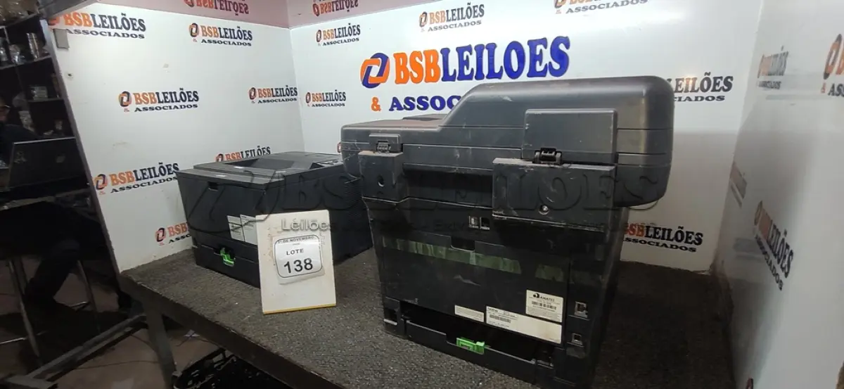 LOTE 138 - 02 IMPRESSORAS MARCA BROTHER MODELOS DIVERSOS. (NO ESTADO) ATENÇÃO! FAZER A VISITAÇÃO ANTES DE ARREMATAR, NÃO SABEMOS SE FUNCIONA, LEILÃO NÃO TEM GARANTIA E NEM DEVOLUÇÃO, SUJEITO A POSSÍVEIS AVARIAS VISÍVEIS/OCULTAS E/OU AUSÊNCIA DE COMPONENTES.
