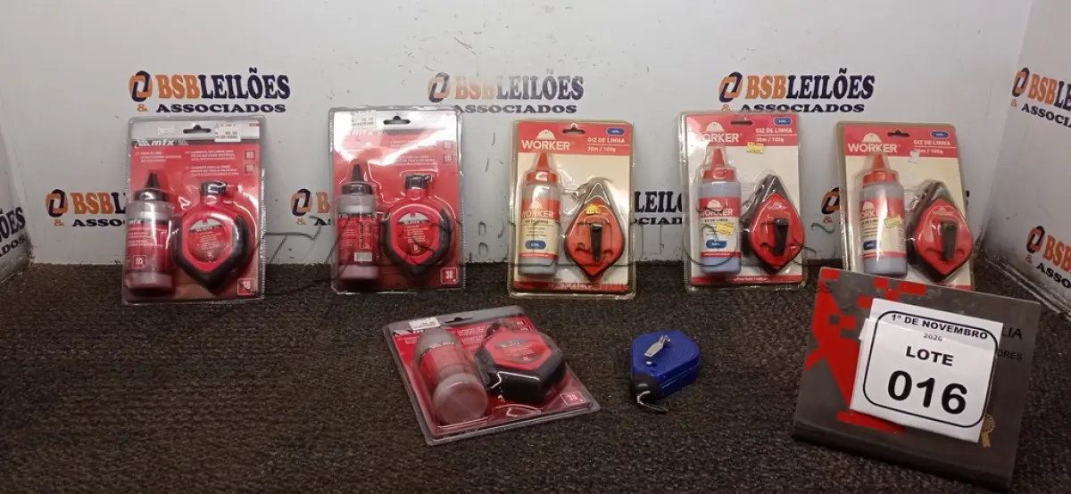 LOTE 016 - 06 GIZ DE LINHA DE CORES DIVERSAS MARCA WORKER. (NO ESTADO) ATENÇÃO! FAZER A VISITAÇÃO ANTES DE ARREMATAR, NÃO SABEMOS SE FUNCIONA, LEILÃO NÃO TEM GARANTIA E NEM DEVOLUÇÃO, SUJEITO A POSSÍVEIS AVARIAS VISÍVEIS/OCULTAS E/OU AUSÊNCIA DE COMPONENTES.