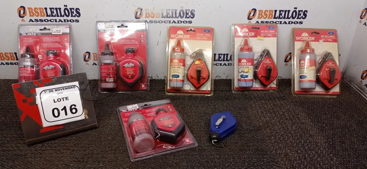LOTE 016 - 06 GIZ DE LINHA DE CORES DIVERSAS MARCA WORKER. (NO ESTADO) ATENÇÃO! FAZER A VISITAÇÃO ANTES DE ARREMATAR, NÃO SABEMOS SE FUNCIONA, LEILÃO NÃO TEM GARANTIA E NEM DEVOLUÇÃO, SUJEITO A POSSÍVEIS AVARIAS VISÍVEIS/OCULTAS E/OU AUSÊNCIA DE COMPONENTES.