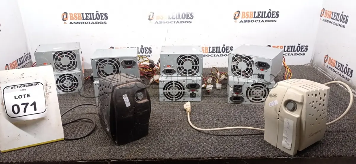 LOTE 071 - 08 FONTES DE ALIMENTAÇÃO PARA E 02 ESTABILIZADORES. (NO ESTADO) ATENÇÃO! FAZER A VISITAÇÃO ANTES DE ARREMATAR, NÃO SABEMOS SE FUNCIONA, LEILÃO NÃO TEM GARANTIA E NEM DEVOLUÇÃO, SUJEITO A POSSÍVEIS AVARIAS VISÍVEIS/OCULTAS E/OU AUSÊNCIA DE COMPONENTES.