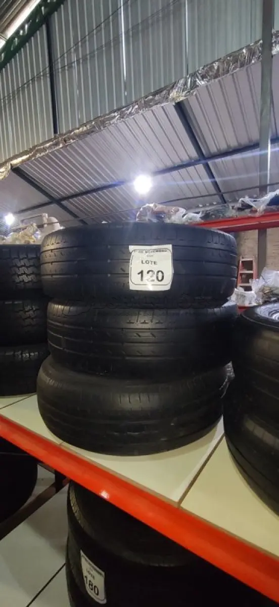LOTE 120 - 03 PNEUS TAMANHO 195/65 R15. (NO ESTADO) ATENÇÃO! FAZER A VISITAÇÃO ANTES DE ARREMATAR, NÃO SABEMOS SE FUNCIONA, LEILÃO NÃO TEM GARANTIA E NEM DEVOLUÇÃO, SUJEITO A POSSÍVEIS AVARIAS VISÍVEIS/OCULTAS E/OU AUSÊNCIA DE COMPONENTES.