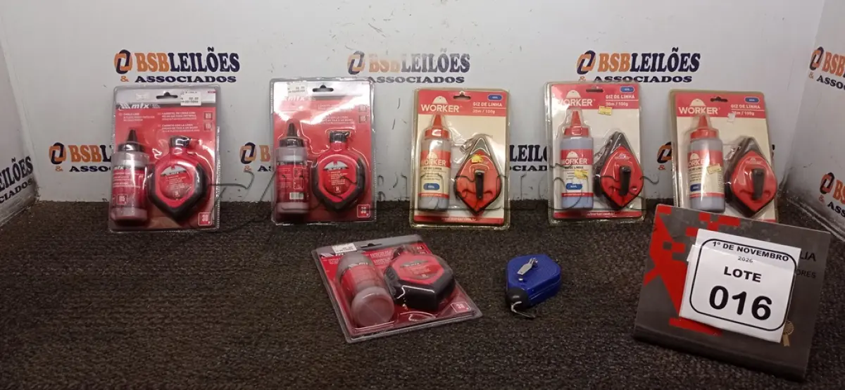 LOTE 016 - 06 GIZ DE LINHA DE CORES DIVERSAS MARCA WORKER. (NO ESTADO) ATENÇÃO! FAZER A VISITAÇÃO ANTES DE ARREMATAR, NÃO SABEMOS SE FUNCIONA, LEILÃO NÃO TEM GARANTIA E NEM DEVOLUÇÃO, SUJEITO A POSSÍVEIS AVARIAS VISÍVEIS/OCULTAS E/OU AUSÊNCIA DE COMPONENTES.