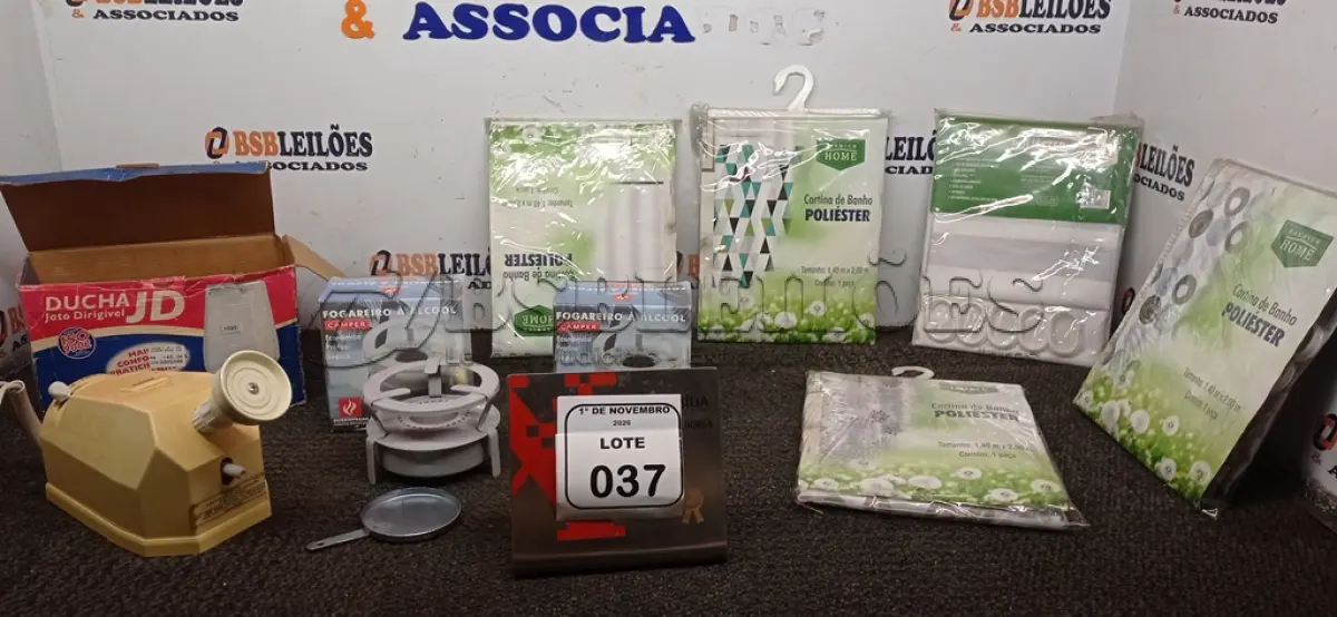 LOTE 037 - 01 DUCHA MARCA FAME, 05 CORTINAS DE BANHO E 02 FOGAREIROS Á ÁLCOOL. (NO ESTADO) ATENÇÃO! FAZER A VISITAÇÃO ANTES DE ARREMATAR, NÃO SABEMOS SE FUNCIONA, LEILÃO NÃO TEM GARANTIA E NEM DEVOLUÇÃO, SUJEITO A POSSÍVEIS AVARIAS VISÍVEIS/OCULTAS E/OU AUSÊNCIA DE COMPONENTES.