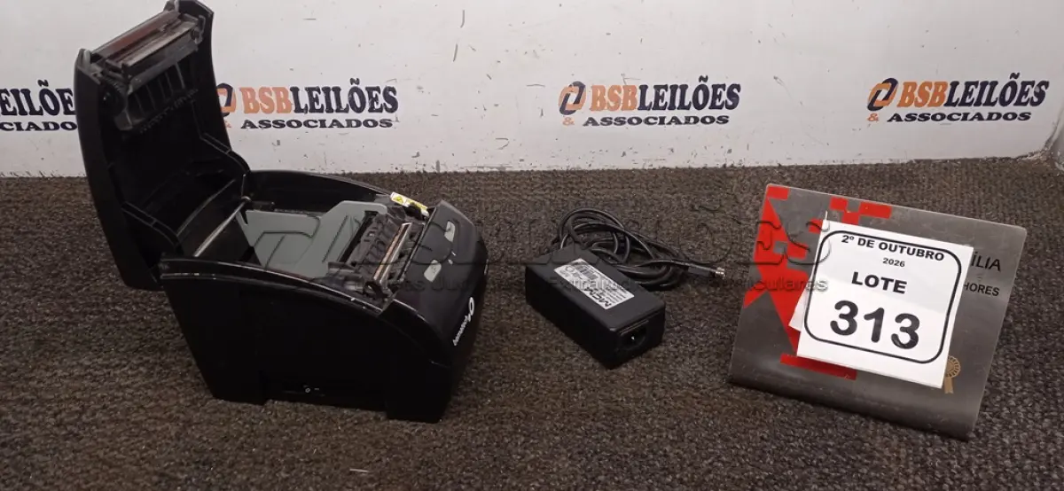 LOTE 313 - 01 IMPRESSORA TÉRMICA MARCA BEMATECH COM FONTE. (NO ESTADO) ATENÇÃO! FAZER A VISITAÇÃO ANTES DE ARREMATAR, NÃO SABEMOS SE FUNCIONA, LEILÃO NÃO TEM GARANTIA E NEM DEVOLUÇÃO, SUJEITO A POSSÍVEIS AVARIAS VISÍVEIS/OCULTAS E/OU AUSÊNCIA DE COMPONENTES.