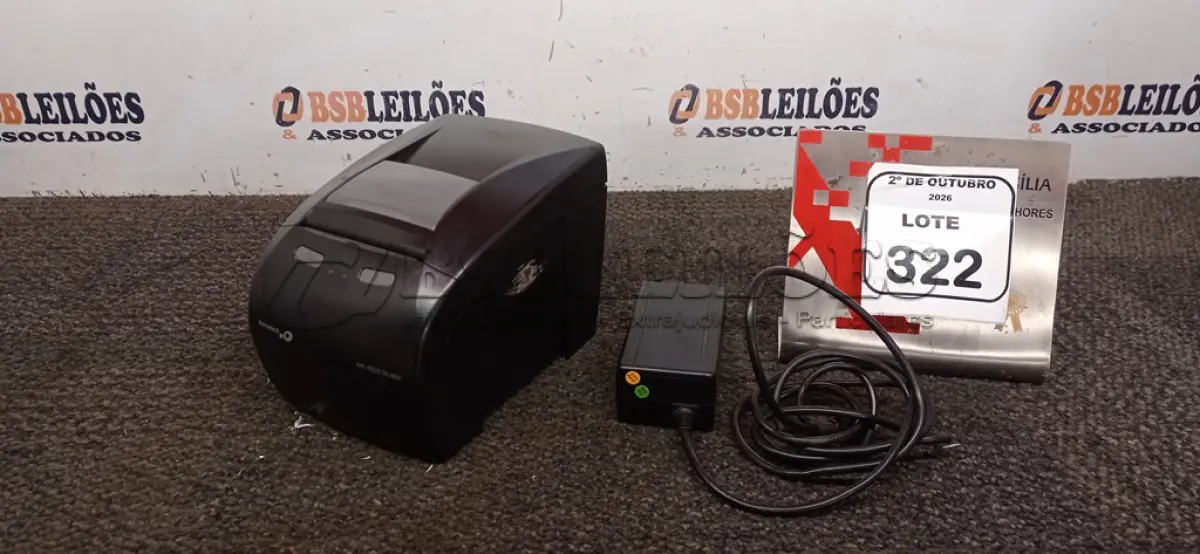 LOTE 322 - 01 IMPRESSORA TÉRMICA MARCA BEMATECH COM FONTE. (NO ESTADO) ATENÇÃO! FAZER A VISITAÇÃO ANTES DE ARREMATAR, NÃO SABEMOS SE FUNCIONA, LEILÃO NÃO TEM GARANTIA E NEM DEVOLUÇÃO, SUJEITO A POSSÍVEIS AVARIAS VISÍVEIS/OCULTAS E/OU AUSÊNCIA DE COMPONENTES.