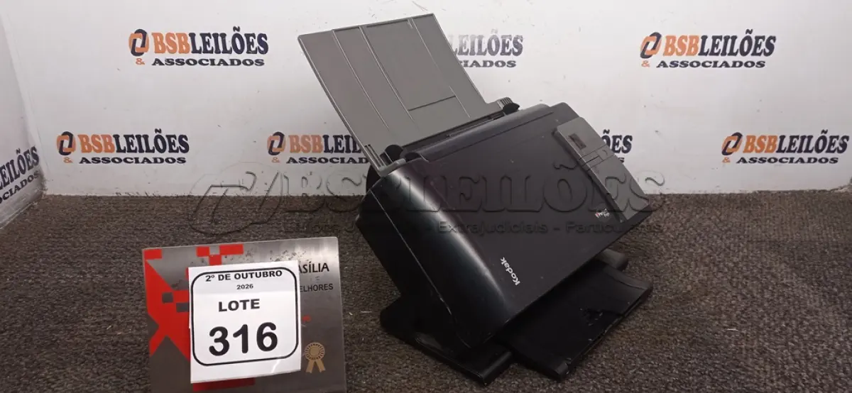 LOTE 316 - 01 SCANNER MODELO I2400 MARCA KODAK. (NO ESTADO) ATENÇÃO! FAZER A VISITAÇÃO ANTES DE ARREMATAR, NÃO SABEMOS SE FUNCIONA, LEILÃO NÃO TEM GARANTIA E NEM DEVOLUÇÃO, SUJEITO A POSSÍVEIS AVARIAS VISÍVEIS/OCULTAS E/OU AUSÊNCIA DE COMPONENTES.