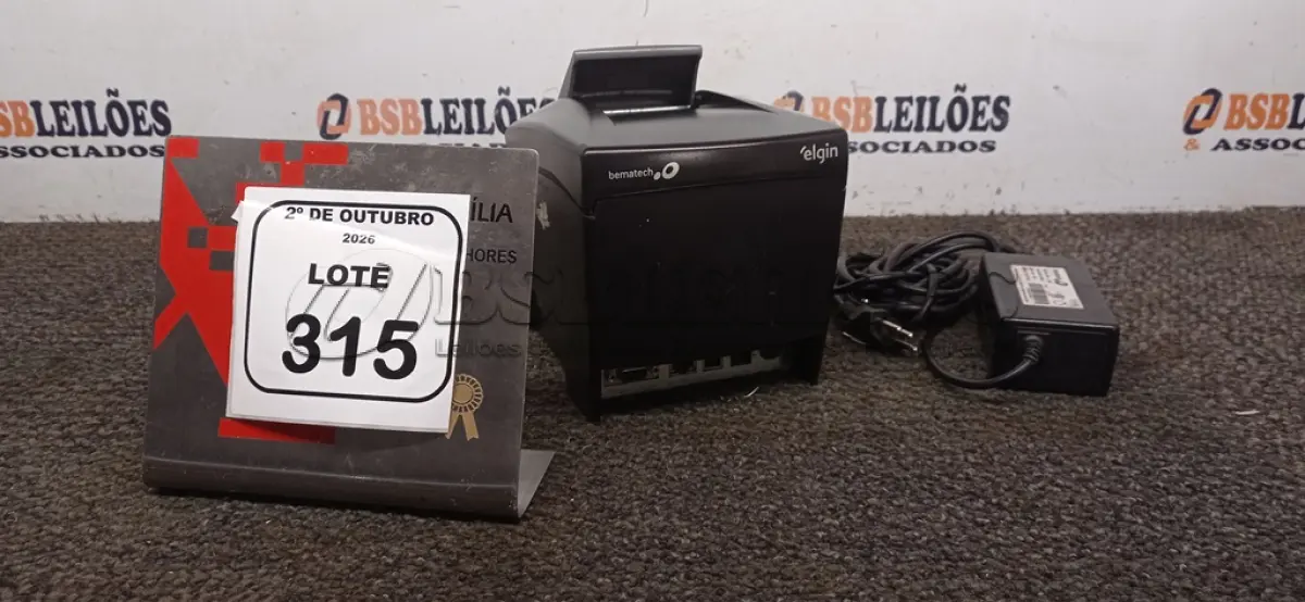 LOTE 315 - 01 IMPRESSORA TÉRMICA MARCA BEMATECH COM FONTE. (NO ESTADO) ATENÇÃO! FAZER A VISITAÇÃO ANTES DE ARREMATAR, NÃO SABEMOS SE FUNCIONA, LEILÃO NÃO TEM GARANTIA E NEM DEVOLUÇÃO, SUJEITO A POSSÍVEIS AVARIAS VISÍVEIS/OCULTAS E/OU AUSÊNCIA DE COMPONENTES.