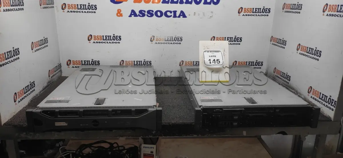 LOTE 145 - 02 SERVIDORES MODELO R710 MARCA DELL. (NO ESTADO) ATENÇÃO! FAZER A VISITAÇÃO ANTES DE ARREMATAR, NÃO SABEMOS SE FUNCIONA, LEILÃO NÃO TEM GARANTIA E NEM DEVOLUÇÃO, SUJEITO A POSSÍVEIS AVARIAS VISÍVEIS/OCULTAS E/OU AUSÊNCIA DE COMPONENTES.