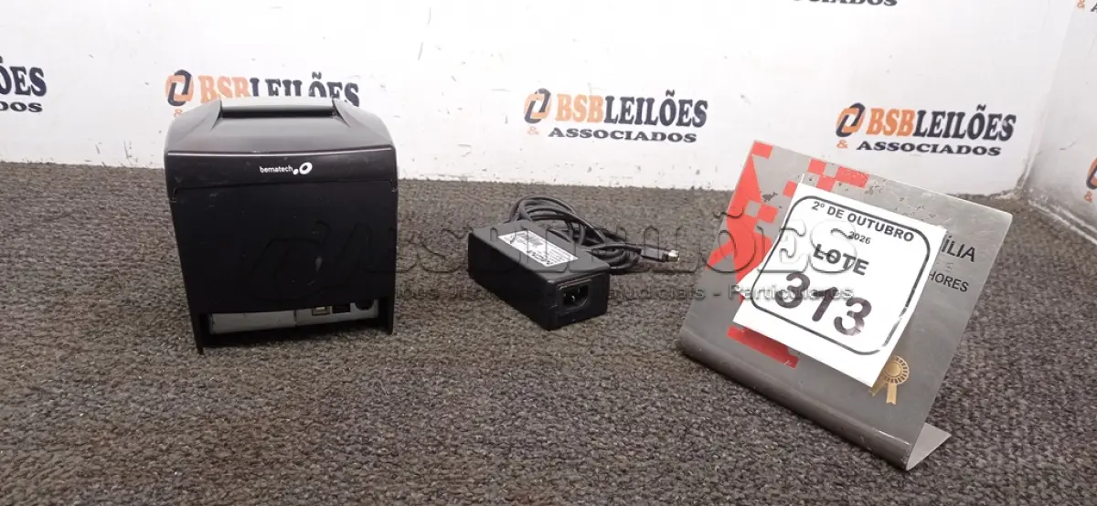 LOTE 313 - 01 IMPRESSORA TÉRMICA MARCA BEMATECH COM FONTE. (NO ESTADO) ATENÇÃO! FAZER A VISITAÇÃO ANTES DE ARREMATAR, NÃO SABEMOS SE FUNCIONA, LEILÃO NÃO TEM GARANTIA E NEM DEVOLUÇÃO, SUJEITO A POSSÍVEIS AVARIAS VISÍVEIS/OCULTAS E/OU AUSÊNCIA DE COMPONENTES.