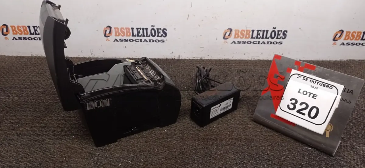 LOTE 320 - 01 IMPRESSORA TÉRMICA MARCA BEMATECH COM FONTE. (NO ESTADO) ATENÇÃO! FAZER A VISITAÇÃO ANTES DE ARREMATAR, NÃO SABEMOS SE FUNCIONA, LEILÃO NÃO TEM GARANTIA E NEM DEVOLUÇÃO, SUJEITO A POSSÍVEIS AVARIAS VISÍVEIS/OCULTAS E/OU AUSÊNCIA DE COMPONENTES.
