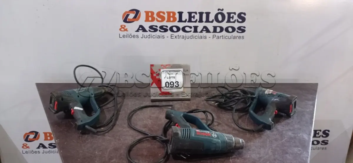 LOTE 093 - 03 SOPRADORES TÉRMICOS MARCA BOSCH. (NO ESTADO) ATENÇÃO! FAZER A VISITAÇÃO ANTES DE ARREMATAR, NÃO SABEMOS SE FUNCIONA, LEILÃO NÃO TEM GARANTIA E NEM DEVOLUÇÃO, SUJEITO A POSSÍVEIS AVARIAS VISÍVEIS/OCULTAS E/OU AUSÊNCIA DE COMPONENTES.