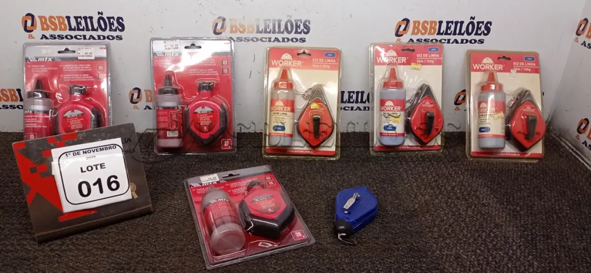 LOTE 016 - 06 GIZ DE LINHA DE CORES DIVERSAS MARCA WORKER. (NO ESTADO) ATENÇÃO! FAZER A VISITAÇÃO ANTES DE ARREMATAR, NÃO SABEMOS SE FUNCIONA, LEILÃO NÃO TEM GARANTIA E NEM DEVOLUÇÃO, SUJEITO A POSSÍVEIS AVARIAS VISÍVEIS/OCULTAS E/OU AUSÊNCIA DE COMPONENTES.