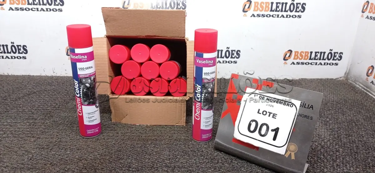 LOTE 001 - 12 UNIDADES DE VASELINA SPRAY USO GERAL DE 200ML CADA MARCA CHEMI COLOR. (NO ESTADO) ATENÇÃO! FAZER A VISITAÇÃO ANTES DE ARREMATAR, NÃO SABEMOS SE FUNCIONA, LEILÃO NÃO TEM GARANTIA E NEM DEVOLUÇÃO, SUJEITO A POSSÍVEIS AVARIAS VISÍVEIS/OCULTAS E/OU AUSÊNCIA DE COMPONENTES.