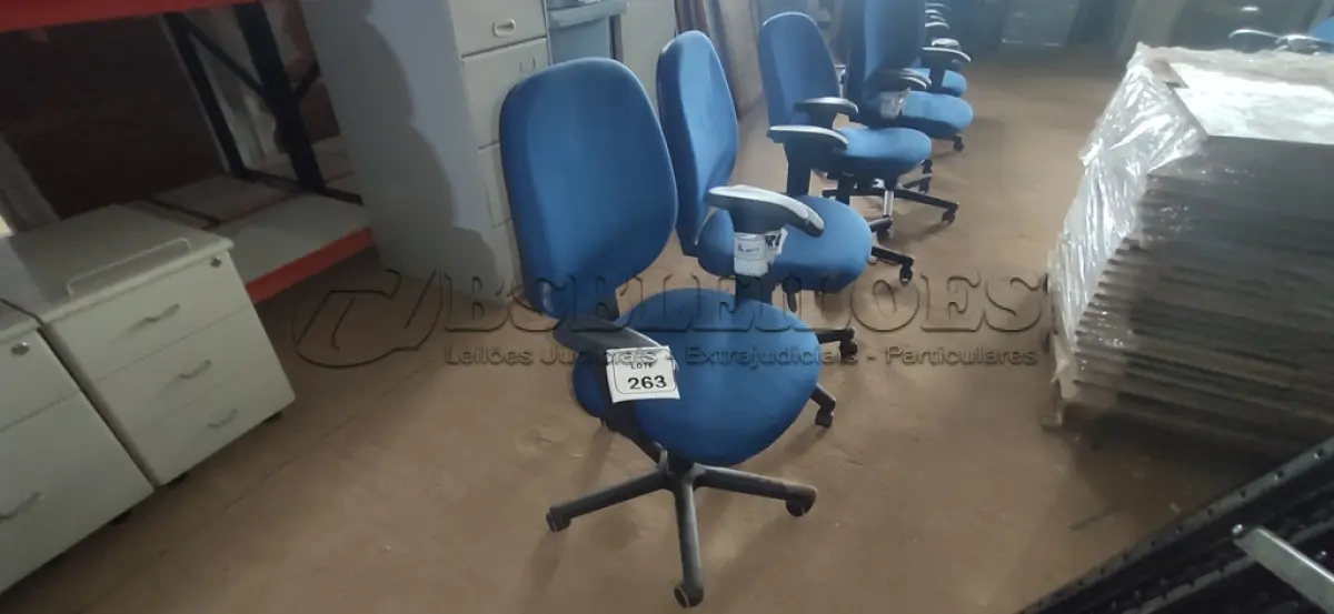 LOTE 263 - 02 CADEIRAS DE ESCRITÓRIO GIRATÓRIA. (NO ESTADO) ATENÇÃO! FAZER A VISITAÇÃO ANTES DE ARREMATAR, NÃO SABEMOS SE FUNCIONA, LEILÃO NÃO TEM GARANTIA E NEM DEVOLUÇÃO, SUJEITO A POSSÍVEIS AVARIAS VISÍVEIS/OCULTAS E/OU AUSÊNCIA DE COMPONENTES.