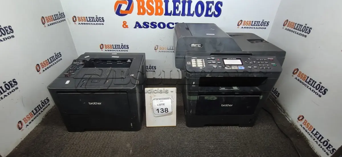 LOTE 138 - 02 IMPRESSORAS MARCA BROTHER MODELOS DIVERSOS. (NO ESTADO) ATENÇÃO! FAZER A VISITAÇÃO ANTES DE ARREMATAR, NÃO SABEMOS SE FUNCIONA, LEILÃO NÃO TEM GARANTIA E NEM DEVOLUÇÃO, SUJEITO A POSSÍVEIS AVARIAS VISÍVEIS/OCULTAS E/OU AUSÊNCIA DE COMPONENTES.