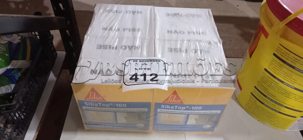 LOTE 412 - 04 CAIXAS DE REVESTIMENTO IMPERMEABILIZANTE SEMIFLEXÍVEL DE 4KGCADA MARCA SIKA. (NO ESTADO) ATENÇÃO! FAZER A VISITAÇÃO ANTES DE ARREMATAR, NÃO SABEMOS SE FUNCIONA, LEILÃO NÃO TEM GARANTIA E NEM DEVOLUÇÃO, SUJEITO A POSSÍVEIS AVARIAS VISÍVEIS/OCULTAS E/OU AUSÊNCIA DE COMPONENTES.