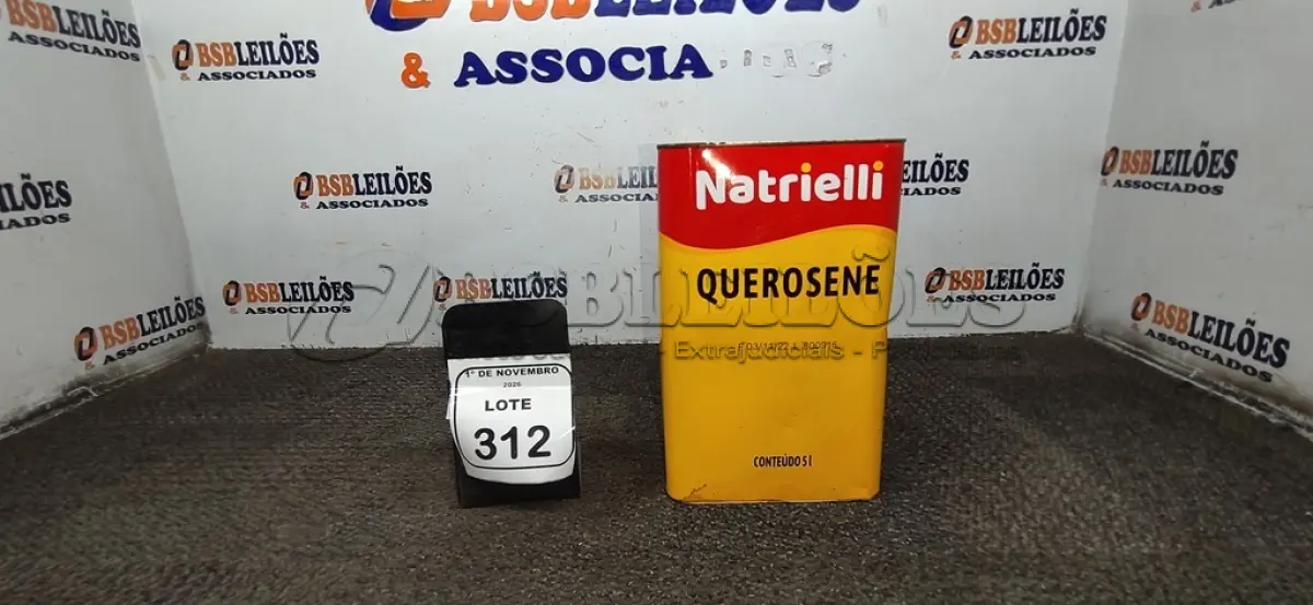 LOTE 312 - 01 LATA DE QUEROSENE DE 5L MARCA NATRIELLI. (NO ESTADO) ATENÇÃO! FAZER A VISITAÇÃO ANTES DE ARREMATAR, NÃO SABEMOS SE FUNCIONA, LEILÃO NÃO TEM GARANTIA E NEM DEVOLUÇÃO, SUJEITO A POSSÍVEIS AVARIAS VISÍVEIS/OCULTAS E/OU AUSÊNCIA DE COMPONENTES.