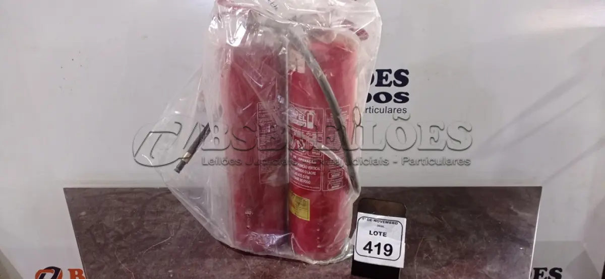 LOTE 419 - 02 CILINDROS DE EXTINTORES. (NO ESTADO) ATENÇÃO! FAZER A VISITAÇÃO ANTES DE ARREMATAR, NÃO SABEMOS SE FUNCIONA, LEILÃO NÃO TEM GARANTIA E NEM DEVOLUÇÃO, SUJEITO A POSSÍVEIS AVARIAS VISÍVEIS/OCULTAS E/OU AUSÊNCIA DE COMPONENTES.
