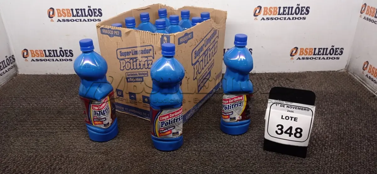 LOTE 348 - 12 DETERGENTES LIMPA PISOS DE 1L CADA MARCA POLITRIZ. (NO ESTADO) ATENÇÃO! FAZER A VISITAÇÃO ANTES DE ARREMATAR, NÃO SABEMOS SE FUNCIONA, LEILÃO NÃO TEM GARANTIA E NEM DEVOLUÇÃO, SUJEITO A POSSÍVEIS AVARIAS VISÍVEIS/OCULTAS E/OU AUSÊNCIA DE COMPONENTES.