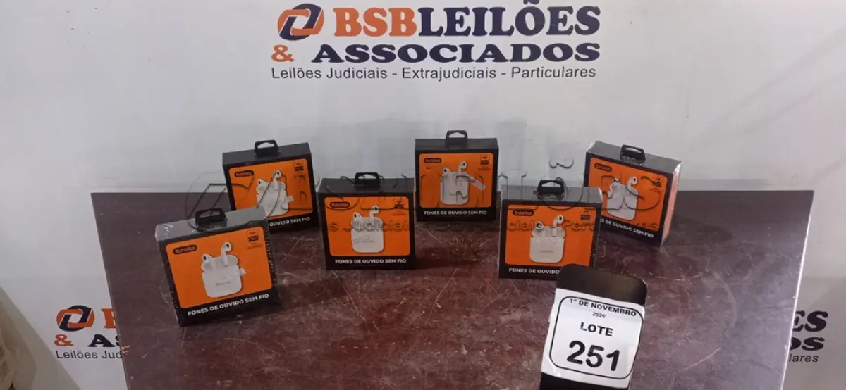 LOTE 251 - 06 PARES DE FONES DE OUVIDO SEM FIO MODELO BA-FON6693 MARCA BASIKE. (NO ESTADO) ATENÇÃO! FAZER A VISITAÇÃO ANTES DE ARREMATAR, NÃO SABEMOS SE FUNCIONA, LEILÃO NÃO TEM GARANTIA E NEM DEVOLUÇÃO, SUJEITO A POSSÍVEIS AVARIAS VISÍVEIS/OCULTAS E/OU AUSÊNCIA DE COMPONENTES.