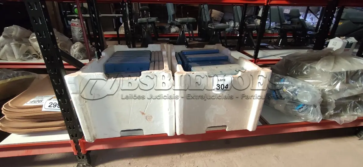 LOTE 304 - 01 LOTE COM GRANDE QUANTIDADE DE PLACAS DE GELO ARTIFICIAL REUTILIZÁVEL. (NO ESTADO) ATENÇÃO! FAZER A VISITAÇÃO ANTES DE ARREMATAR, NÃO SABEMOS SE FUNCIONA, LEILÃO NÃO TEM GARANTIA E NEM DEVOLUÇÃO, SUJEITO A POSSÍVEIS AVARIAS VISÍVEIS/OCULTAS E/OU AUSÊNCIA DE COMPONENTES.
