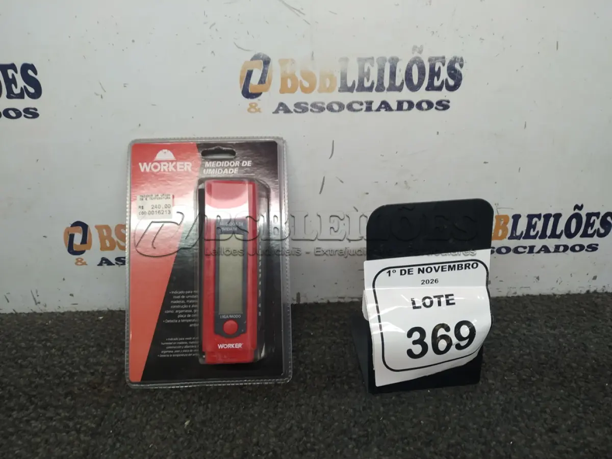 LOTE 369 - 01 MEDIDOR DE UMIDADE MARCA WORKER (NOVO). (NO ESTADO) ATENÇÃO! FAZER A VISITAÇÃO ANTES DE ARREMATAR, NÃO SABEMOS SE FUNCIONA, LEILÃO NÃO TEM GARANTIA E NEM DEVOLUÇÃO, SUJEITO A POSSÍVEIS AVARIAS VISÍVEIS/OCULTAS E/OU AUSÊNCIA DE COMPONENTES.