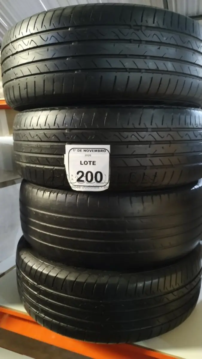 LOTE 200 - 04 PNEUS TAMANHO 195/55 R16. (NO ESTADO) ATENÇÃO! FAZER A VISITAÇÃO ANTES DE ARREMATAR, NÃO SABEMOS SE FUNCIONA, LEILÃO NÃO TEM GARANTIA E NEM DEVOLUÇÃO, SUJEITO A POSSÍVEIS AVARIAS VISÍVEIS/OCULTAS E/OU AUSÊNCIA DE COMPONENTES.